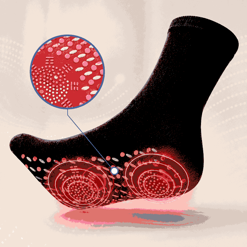 Kaos kaki Tourma Care dengan detail tonjolan tourmalin pada telapak kaki